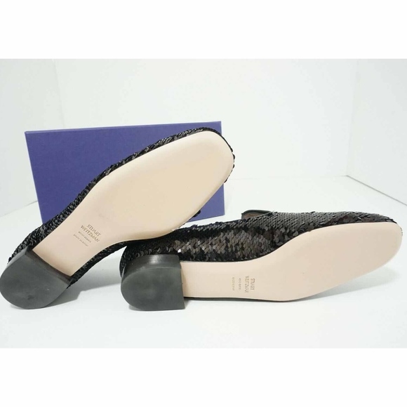 🆕 Stuart Weitzman Black Sequins Flats Loafers 7 N - Picture 7 of 8